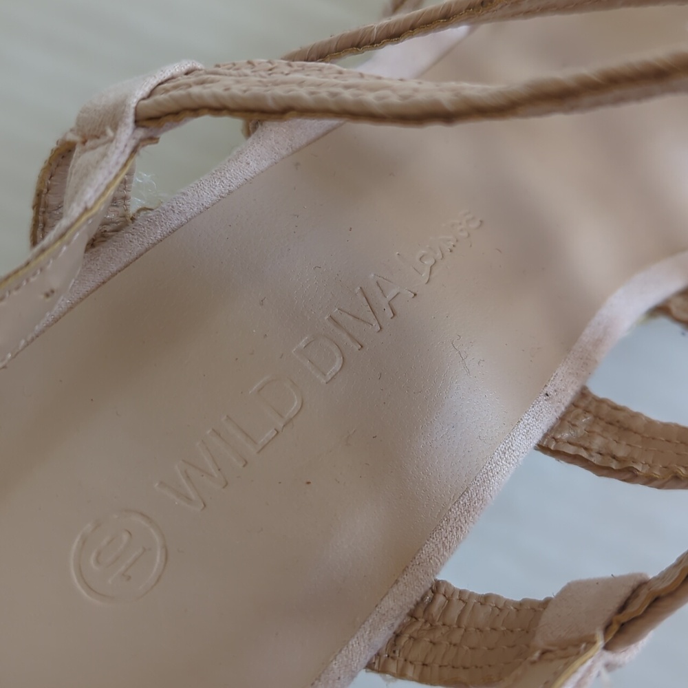 Wild Diva Lounge Strappy Jute Espadrille Wedge Sandal Shoes 10 Cream Beige/Tan - Picture 10 of 16